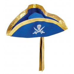 SOMBRERO FIELTRO PIRATA AZUL