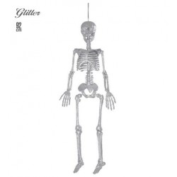 COLGANTE ESQUELETO GLITTER PLATA 92CM