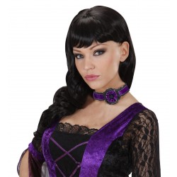 COLLAR TERCIOPELO VIOLETA C/FLOR