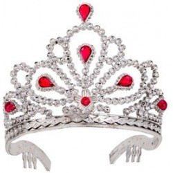 TIARA PLATA PIEDRA ROJA