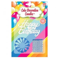 SET16 VELAS DEC TARTA AZUL C/SOPORTE