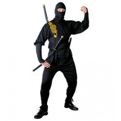 DISFRAZ T-XXL NINJA NEGRO DRAGON ORO