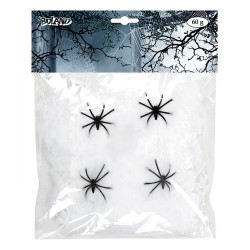    TELARAÑA CON 4 ARAÑAS BLANCA 60G