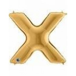   GLOBO 40" FOIL FORMA LETRA X ORO
