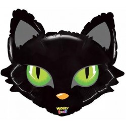 GLOBO 25" FOIL FORMA CARA GATO NEGRO