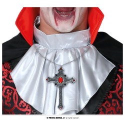 COLLAR CRUZ PIEDRA RUBI 12CM