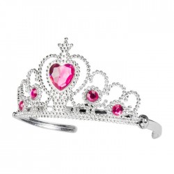 TIARA INFANTIL PLATA PIEDRAS ROSAS