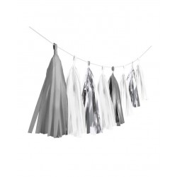 GUIRNALDA POMPON PLATA BLANCO 3,04MT