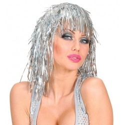 PELUCA RAFIA C/FLECO METAL PLATA