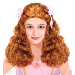 PELUCA PRINCESA CASTAÑA CON LAZOS