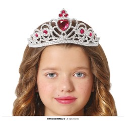 DIADEMA INFANTIL PLATA C/PIEDRAS ROSA