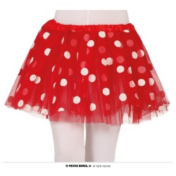 TUTU INFANTIL ROJO C/TOPOS ROJOS 30CM