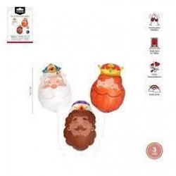 3 GLOBOS FOIL CABEZA REYES MAGOS