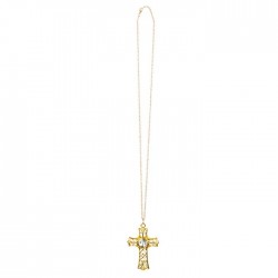 COLLAR CRUZ C/PIEDRA METAL ORO