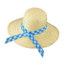 SOMBRERO PAJA GRANJERA LAZO AZUL/BLANCO