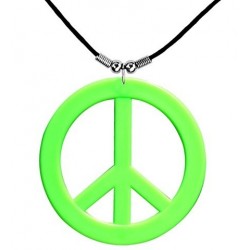  COLLAR SIMBOLO PAZ HIPPIE VERD NEON