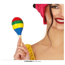 MARACA MADERA MULTICOLOR 20CM