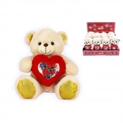 PELUCHE OSO CORAZON BRILLO 18CM