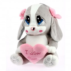 PELUCHE PERRITA CABEZONA ROSA 28CM