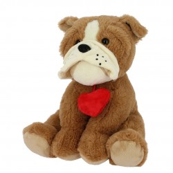 PELUCHE PERRO BULLDOG CORAZON 28CM