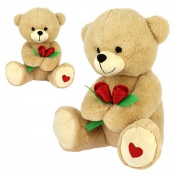 PELUCHE OSO ROSA ROJAS 28CM