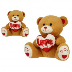 PELUCHE OSO MARRON CORAZON GLOBOS 42CM