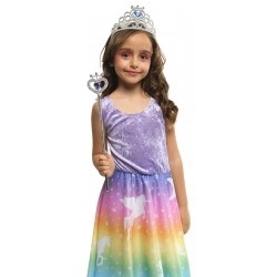 SET DIADEMA VARITA PRINCESA PLATA/AZUL