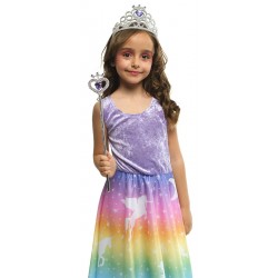 SET DIADEMA VARITA PRINCESA PLATA/LILA