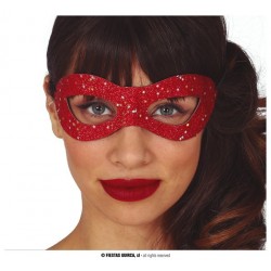   ANTIFAZ ADULTO ROJO GLITTER