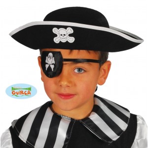 SOMBRERO INFANTIL FIELTRO PIRATA NEGRO