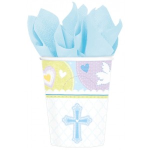 PAQ.8/U VASO BAUTIZO/COMUNION AZUL 266ML