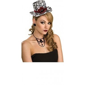 DIADEMA MINI SOMBRERO BLANCO ROSA NEGRA