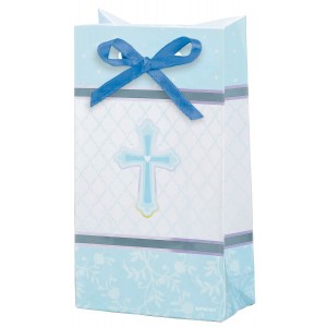 PAQ.12/U BOLSAS PAPEL LAZO COMUNION AZUL