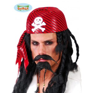 GORRO PIRATA TELA RAYA ROJO/NEGRO