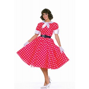  DISFRAZ T-STD VESTIDO ROJO TOPO AÑOS50