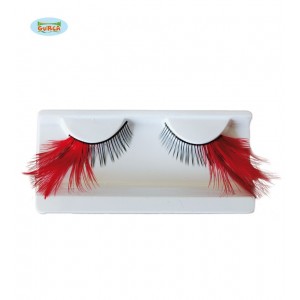 PESTAÑAS NEGRAS PLUMAS ROJAS
