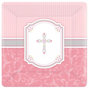 PAQ.8/U PLATO CRUZ ROSA 25,4CM
