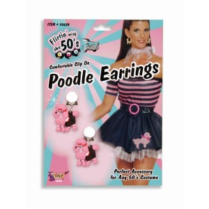 PAR PENDIENTES CANICHE ROSA AÑOS 50