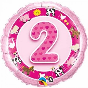$D GLOBO 18" FOIL RND N2 ANIMALES ROSA