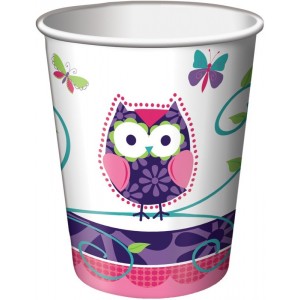 PAQ.8/U VASO BUHO LILA/ROSA 266ML