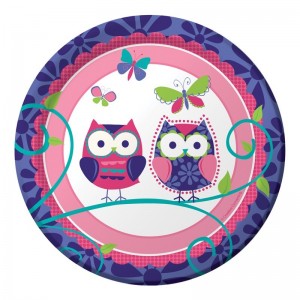 PAQ.8/U PLATO BUHO LILA/ROSA 17,4CM