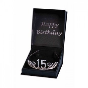 TIARA DELUXE STRASS PLATA N15 CUMPLEAÑ