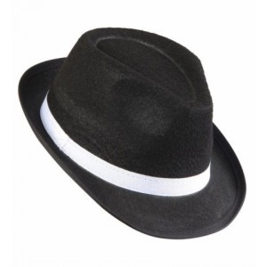 SOMBRERO GANSTER FIELTRO NEGRO C/BLANCA