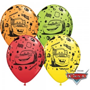  25 GLOBOS 11" LATEX CARS MULTICOLOR