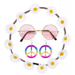 SET HIPPIE CINTA PELO GAFAS PENDIEN