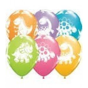 6 GLOBOS 11" LATEX DINOSAURIOS COL.SUR.