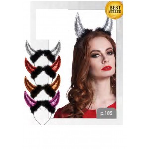 TIARA CUERNOS DIABLO GLITTER 4 COL.SURT.