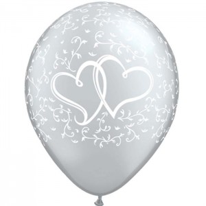 6 GLOBOS 11"  LATEX CORAZON ENLAZADO PLA